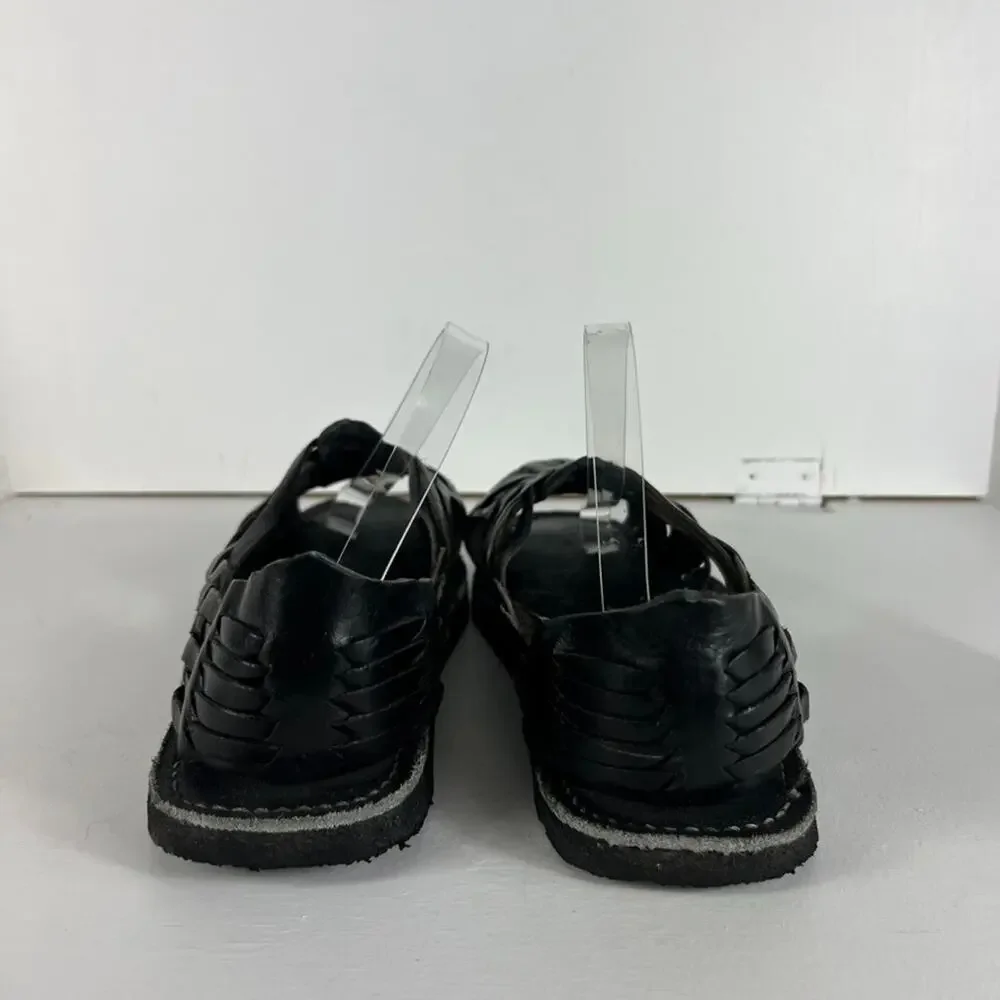 Valencia Imports Sandals Mens 9.5 Black Leather Tire Sole Casual Traditional